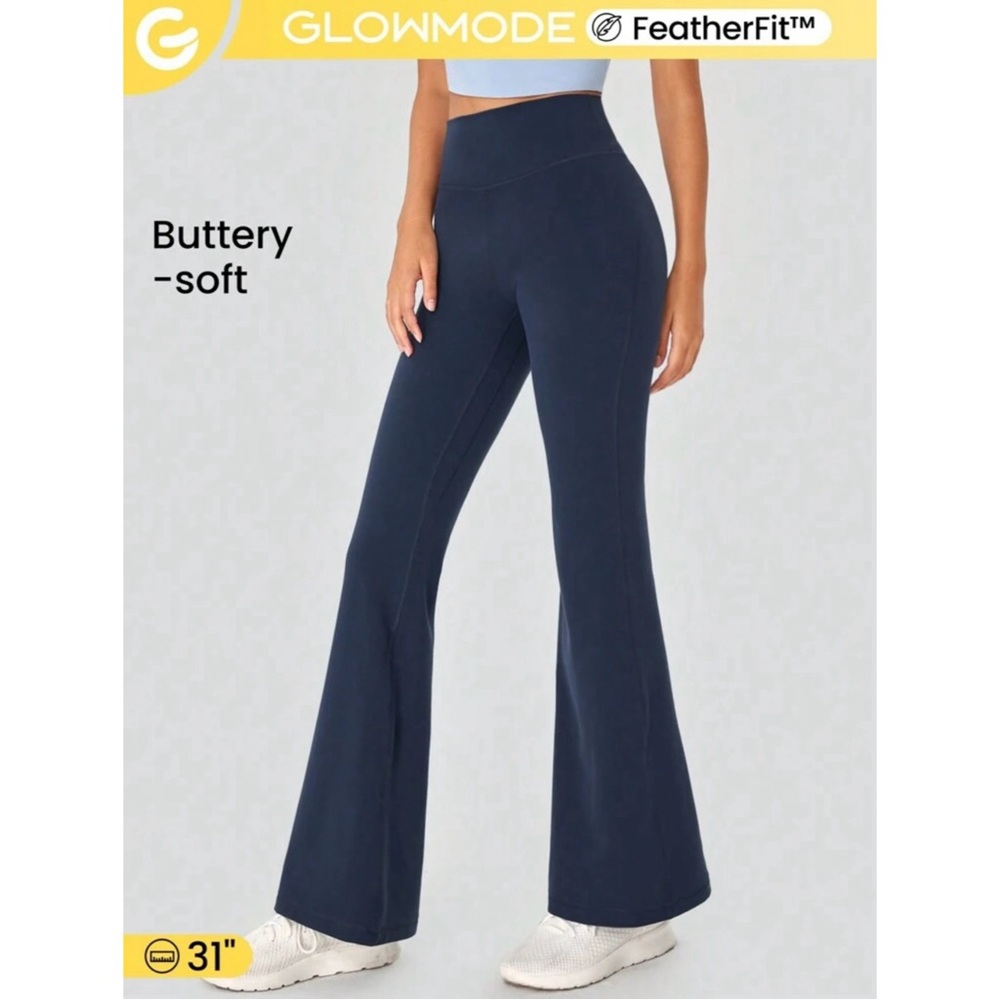 SHEIN GLOWMODE 31” Navy Blue Flared Yoga Leggings